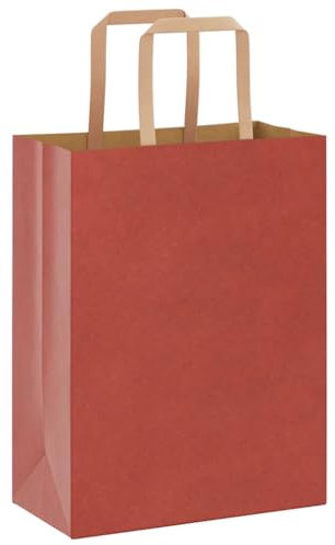 vidaXL Papiertragetaschen 250 Stk., Papiertüten mit Henkeln, Kraftpapiertüten, Geschenktüten für Einkaufen Hochzeiten Verpackungen Partys Geburtstag Weihnachten, Rot 21x11x28cm