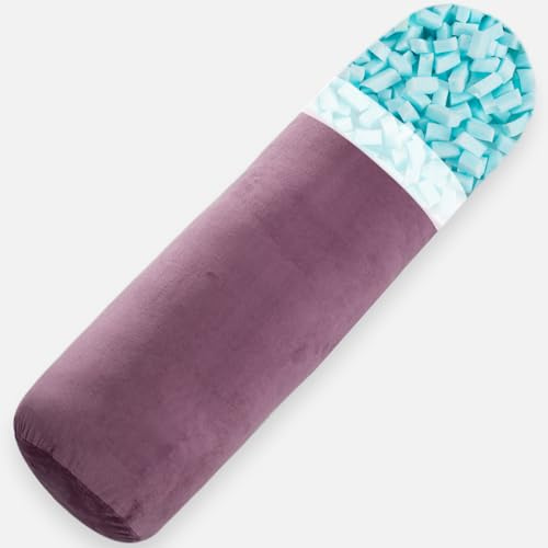 TaiBest Körperkissen, Memory Foam Runde Körperkissen für Erwachsene, Festes langes Bolster Kissen für Bett, Zylinderrohr Rollenkissen mit Samtbezug (Lila, 90X20cm)