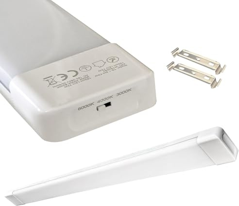 MAKA Plafoniera LED Soffitto, Plafoniera Led Parete, 220 Volt, Luce Calda-Naturale-Fredda (3000K-4000K-6500K), Luce Neon Soffitto IP20, Barra Sottopensile, Luce Garage, Ufficio (54 watt - 120 cm)