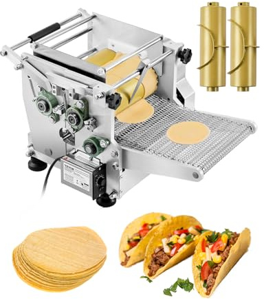 VEVOR Machine automatique de fabrication de tortillas de maïs avec revêtement antiadhésif et deux moules (10 cm et 15 cm), presse à tortillas électrique, adaptée aux produits, sopes, pita, pizza