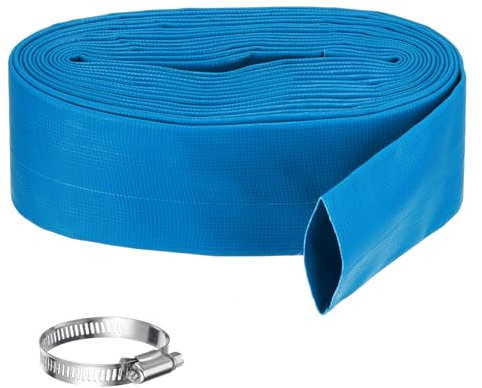 5,1 cm x 7,6 m verstärkter PVC-Rückspülschlauch, Wasserentladungspumpe, Schläuche für Poolfilter und Schwimmpumpe, inklusive 1 Klemme, Blau
