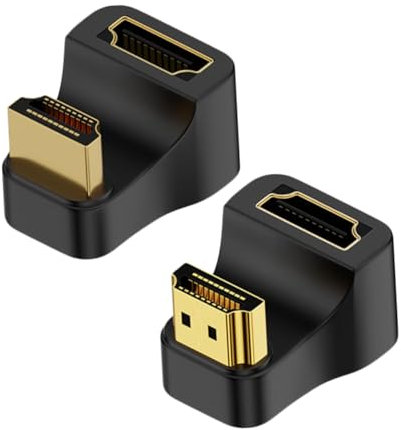 DIYEAH 2pcs 8K60HZ Male to Female Video Adapter Coupler Right Angle Connector for TV Monitor Laptop Projector