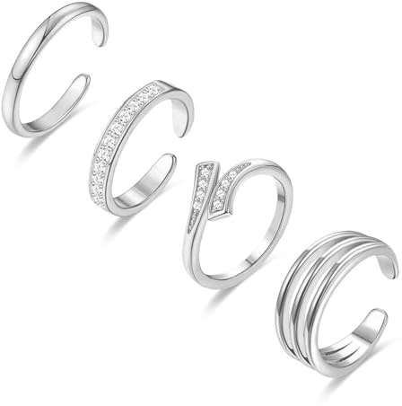 LOFITOR 4 stycken 14K guldfyllda tåringar Justerbara tåringar Set för damer Grön Enkel Söt Vattentät Guld Opal CZ Hjärta Öppna tåringar Sommar Strand fotaccessoar, A, Koppar, Kubisk zirkonia