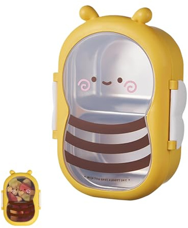 Loncheras para Niños, Fiambrera Acero Inoxidable Infantil, Tupper Acero Inoxidable Niños, Fiambrera de Stainless Steel, Se Puede Utilizar para Ir Al Colegio, Al Trabajo, de Picnic o de Viaje (yellow)