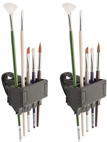 Brush Grip Paintbrush Holder and Drying Rack, Black, 2 Pack