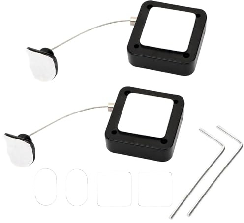 Black Retractable Remote Control Tether Locks, 2m Anti-Theft Security Spring Wire for Remotes - Anti Loss Device for TV, Game Controllers & Tablets (2-Pack)
