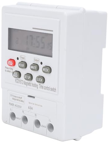 Generic Interruptor de Temporizador Digital, Temporizador de Interruptor de Luz Programable en la Pared AC220V 63A con Soporte de Riel DIN para Electrodomésticos