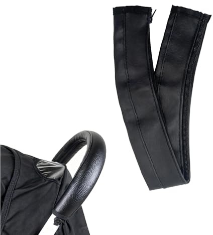 LifgWas Copri Maniglia Passeggino, Accessori Passeggino in Pelle PU, Protezione Maniglia Passeggino, Copertura Maniglia Passeggino Copertura Protettiva in Pelle PU, (Nero,55CM*12CM)