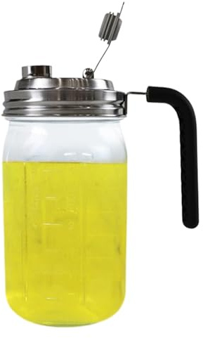 Generico Pot en conserve | 1 litre bouche régulière porte-gobelet - Pot avec couvercle et poignée - pour jus, yaourt, lait, café, thé, limonade, cuisine, réfrigérateur, appartement