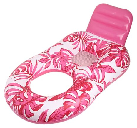 Lettino Galleggiante per Piscina, Galleggianti Gonfiabili per Piscina per Adulti, Zattera Modello Foglia d'Acero con Portabicchieri Incorporato, Comoda Sedia Galleggiante per Lago, Spiaggia, Interni,