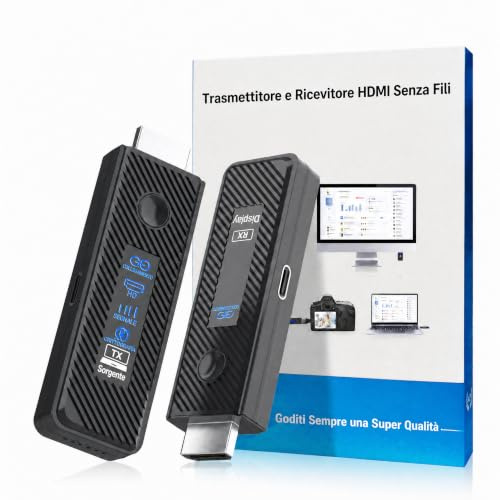 Moman HDMI sans Fil Transmission Stable sur 196FT/60M Transmetteur HDMI Emetteur Recepteur Plug & Play 4K Decoding from Laptop/PC/Camera (TX) to TV/Monitor/Projector (RX)