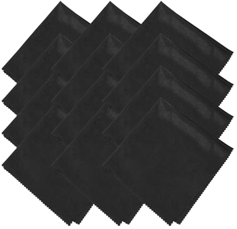 sourcing map 12 Pcs Microfiber Cleaning Cloth for Glasses, 11.8 x 11.8 Inch Eyeglass Cleaning Cloth, Glasses Cleaner Wipes for Electronics Lenses Screens Cameras Cell Phones, Black