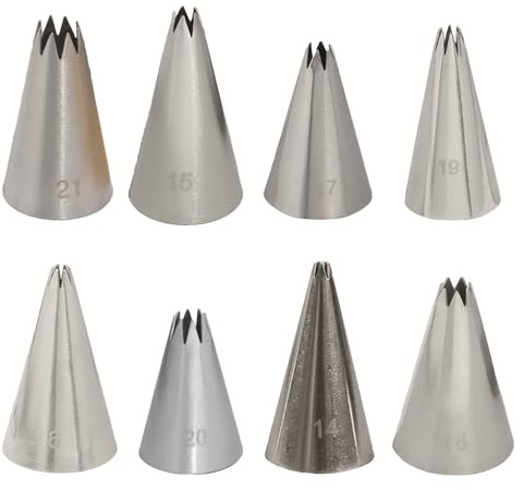 6 Stück Spritztüllen Set, Klein Tüllen Für Spritzbeutel Edelstahl Wiederverwendbare Aufsätze Zum Dekorieren Von Kuchen,Muffins,Cupcakes Keksen, piping tips Baking Cake Decorating Essentials,6 Models