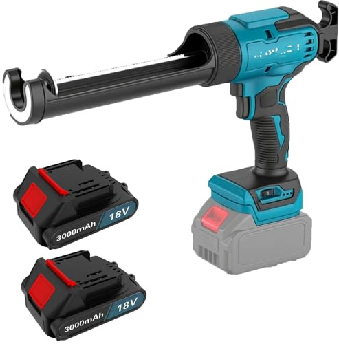 Akku-Kartuschenpistole Kompatibel mit Makita 18V Akku, Elektrische Kartuschenpresse mit 2 x 3000mAh Akkus, LED-Licht, Silikonpistole Akku für 300 ml-Kartuschen (Blau)