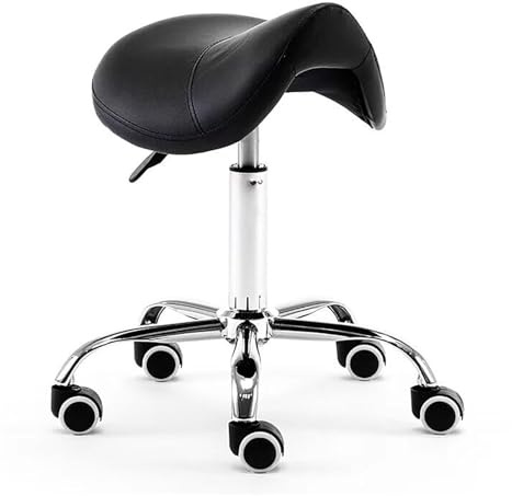 LQVAIPT Taburete con sillín hidráulico, Asiento Giratorio con Ruedas for SPA y Belleza, cómoda Silla de Equilibrio, Altura Ajustable for una Espalda Saludable(Black)