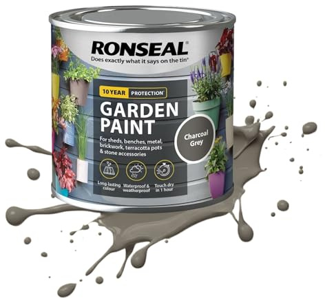 AOC24 250ML Garden Paint Charcoal Grey, Water Based Outdoor Paints, Long Lasting Weather Resistant, Fast Drying Color for Wood, Bricks, Pots, Anti Crack Peeling DIY Paint (Charcoal Grey, 250 M L)