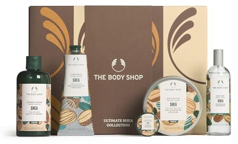 The Body Shop Shea Ultimate Gift Set, Shower Cream 250ml, Body Butter 200ml, Hand Balm 100ml, Lip Butter 10ml, Body Mist 100ml, Nourishing Body Care Set, 96hr Moisture, Vegan Gift