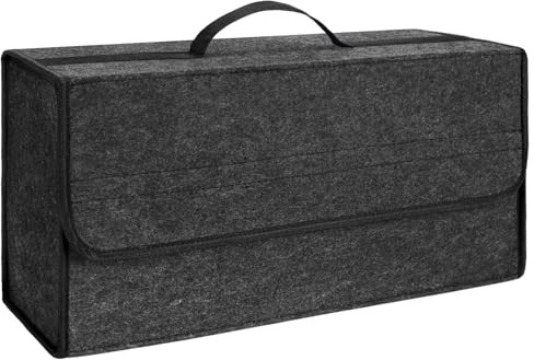 HIAHXC Organisateur Coffre Voiture en Feutre,Rangement Coffre de Voiture Pliable,Organiseur Coffre Voitures,Sac de Coffre Voitures Velcro,Antidérapant Boîte de Rangement pour Outils Auto (1 pièce)