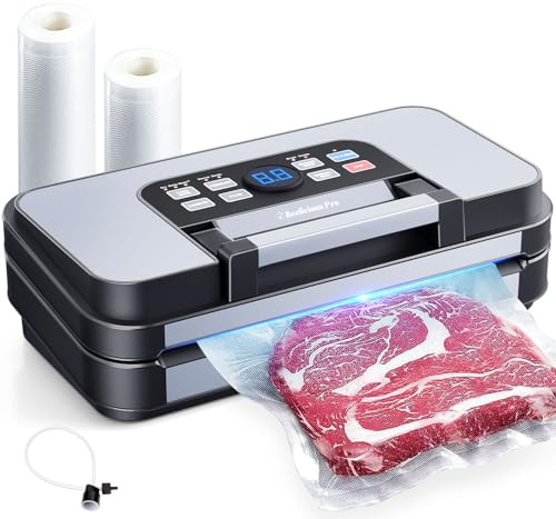 95Kpa Powerful Precision Pro Vacuum Sealer, with Double Heat Seal & Double Pump, Easy-Lock Handle, 10-in-1 Vacuum Sealer Machine for Food with Bags Storage, Built-in Cutter, Blue