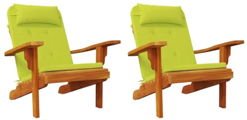 Tomostar Lot de 2 Coussins de Chaise Adirondack, Coussin de Rechange pour Fauteuil de Jardin Adirondack Vert Vif. 126 x 58 x 4,5 cm Tissu Oxford