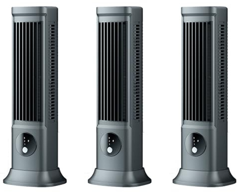 YGBWAOV 3X Ventilador Sin Aspas de Escritorio, Aire Acondicionado Portátil Recargable por USB, Ventilador de Torre de Mesa Silencioso de 3 Velocidades
