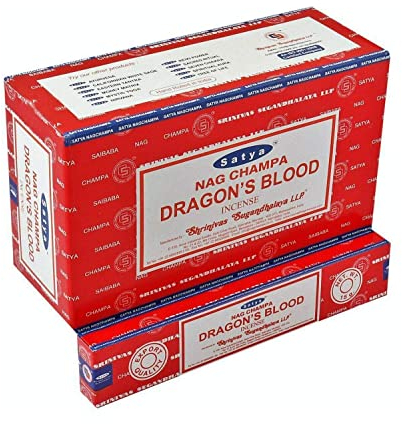 Varillas de incienso Satya Nag Champa, muchos aromas, 12 unidades de 15 g, DRAGON'S BLOOD
