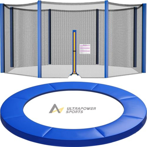 Cojín de Protección + Red de Seguridad para Trampolín Ø 366 cm Cojín de Seguridad Repuesto Protector Cama Elastica Funda Protectora Red de Repuesto para Cama Elastica Trampolín Redondo 8 Postes Rectos