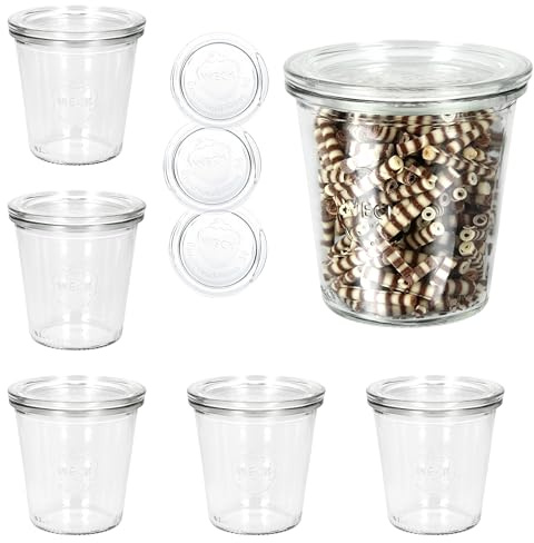6 Weckgläser 290 ml hoch Sturzglas Sturzgläser WECK Gläser 1/5 Liter 1/4 Liter Einweckgläser Einkochgläser Einmachgläser