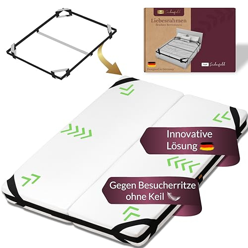 SEIDENFELD® Ponte dell'amore: telaio del letto flessibile per tutte le dimensioni del materasso, contro i visitatori e i materassi scivolosi. Connettori per materassi, imbottitura per i visitatori