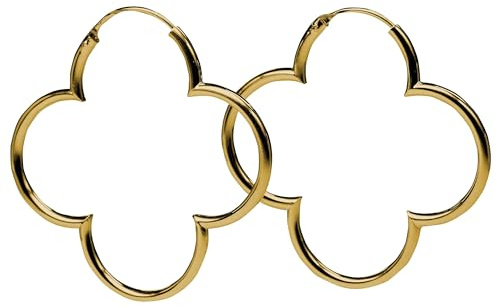SILBERMOOS Damen Creolen vergoldet Blumen Kleeblatt glänzend 925 Sterling Silber Ohrringe