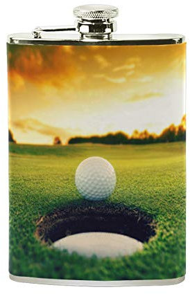 Coosun Flasque en forme de balle de golf avec revêtement en cuir PU et acier inoxydable anti-fuite 237 ml