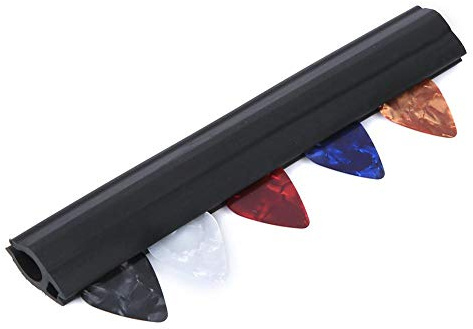Plettro per chitarra, Clip in gomma, Pickholder, con supporto microfono, Accessorio professionale, con 5 plettri, per professionisti, dilettanti, registrazioni, concerti