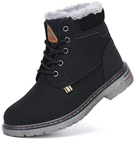 Mishansha Vinterskor för barn, pojkar, flickor, fodrade boots, svart, 35 EU
