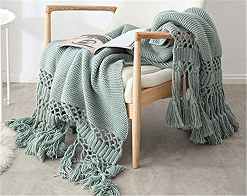 Hayisugal Wohndecke gestrickt Decke Baumwolle Strickdecke Bettdecke Ultra Weiche überwurf Decke Wohn-Kuscheldecke für Couch Bett Sofa Stuhl Auto Büro, Grün, 120 x 180cm