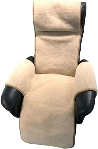 Sesselschoner Relaxsessel Anti Rutsch Alpaca Länge 200cm, Taschen, 80% Merinowolle 20% Alpacawolle Hellbraun/Beige