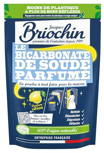 JACQUES BRIOCHIN - Bicarbonate de Soude - Nettoyant Multi-Usages - Nettoie, Dégraisse, Détache, Neutralise les Odeurs - Parfum Citron - 100% d'Origine Naturelle - Ecocert - Fabrication Française -500g