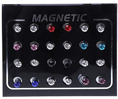 Yushu Magnet Ohrstecker - 12 Paar Kristall Strass Clip, Nicht Durchbohrende Ohrringe, Modeschmuck-Set für Damen und Herren