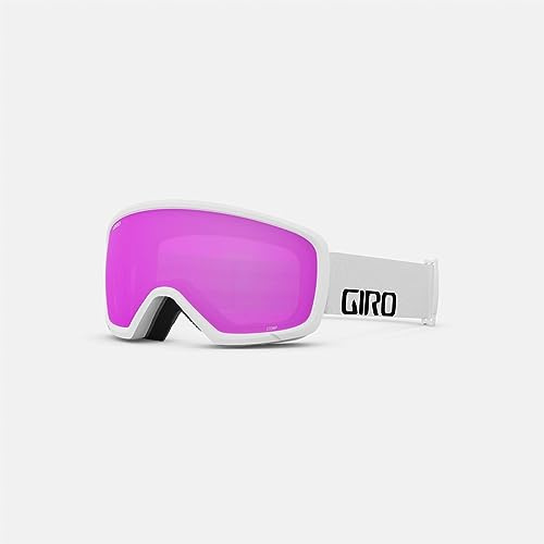 Giro Stomp Kids Ski Goggles - Snowboard Goggles for Youth, Boys & Girls - White Wordmark Strap with Amber Pink Lens