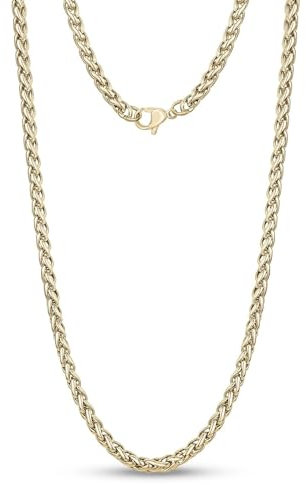 Cadoline Gold 316L Edelstahl Herrenschmuck Weizenkette Geflechtseil 6 mm 26 Zoll Halskette