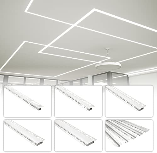HEXIM LED Trockenbauprofil Alu Unterputzprofil LED Profil (48 Meter / 24 Profile) inkl. Abdeckung opal Trockenbauleiste Einbauprofil Schiene Decke Wand (ALED-3, Leuchtbreite 30mm)