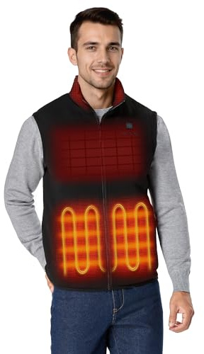 ORORO Men's Heated Fleece Vest with Battery Pack Heated Gilet for Men (Neutral Black,L)