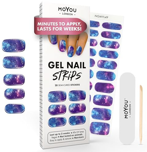 MOYOU LONDON Halbgehärtete UV Gel Strips - 20 Stück - Gel-Nagelfolien UV Härtend für Maniküre in Salonqualität - I need Space