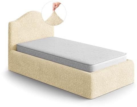 PAULATO Husse für Einzelbett über das Kopfteil und Grundgestell rüberziehen, Husse für Boxspringbetten 80-130cm Mikrofaser, bi-elastisches, kratzfestes und maschinenwaschbares Gewebe Made in Italy