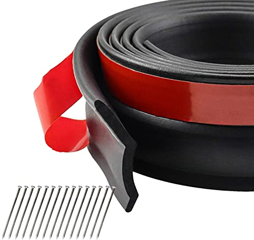Xerteam Garagentor-Dichtung, 6 m, wetterfest, Mehrzweck-Gummidichtungsstreifen, Garagentor-Zugluftstopper, Streifen mit Nägeln, um Ihre Garage sauber und trocken zu halten (schwarz)