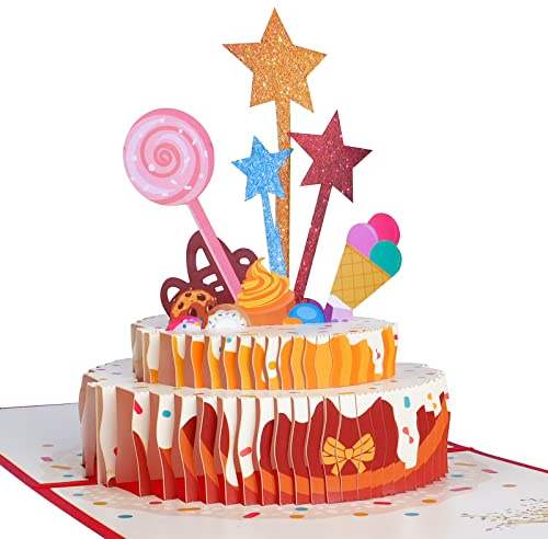 OFFCUP Biglietto Auguri Compleanno, Biglietto di Auguri di Compleanno, Biglietto di Auguri Pop Up 3D, Biglietti d'auguri Compleanno con Busta per Donne Madri Uomini Bambini Amici Romantico