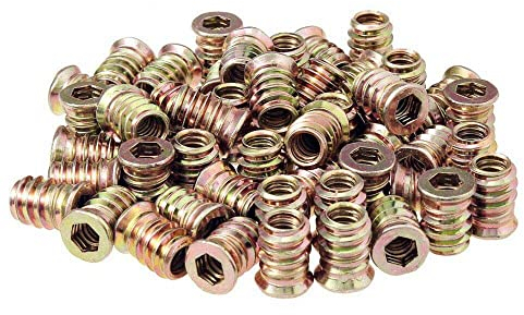 FarDeer 25 pièces Insert Fileté Bois, M6/M8/M10 Écrou hexagonal fileté en alliage de zinc, Manchons à Visser Prodessionnels,Écrous d'Insert en alliage de zinc Assortiment (M6*20mm * 25 Pcs)