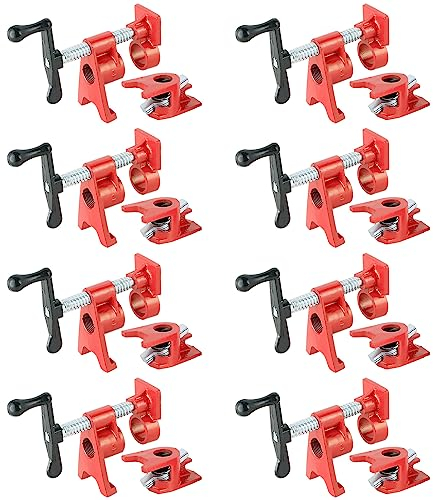 ATPEAM Rohrschellen-Set für Holzleime, 8 Stück, 1,9 cm (3/4 Zoll), robuste Rohrschellen aus Gusseisen, Schnellspanner-Rohrschellen für Holzbearbeitung mit einzigartigem Fußdesign (20,3 cm, 1,9 cm)
