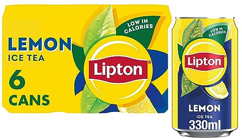 Lipton Lemon Ice Tea | 330ml Can | 6 Pack | Low calorie soft drink, 100% black tea extract