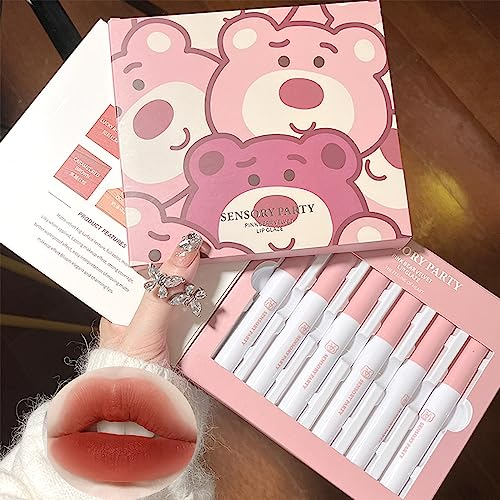 Mrettick 6 Farben Liquid Lip Gloss Set Velvet Matte Nude Langlebige Wasserdichte Antihaft-Tasse Nicht verblassen Schimmer Lipgloss Rot Lippenstift Set Geschenk für Frauen