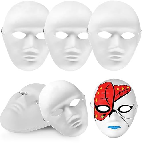 LUKIUP Halloween DIY Weiße Maske, Tiermaske Maske, Halloween Theathermaske zum Bemalen Unbemalt Masken für Kinder Erwachsene Karneval,Weihnachten Fasching, Party Cosplay